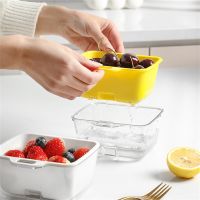 【CW】 Transparent Filter Basin Vegetable Washing Drain Basket Collapsible Drainer Fruit Plate Double-layer