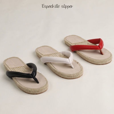 [SHUBUG] Natural Straw Espadrilles Wedge Thong Slippers Womens Sandals 2.5cm