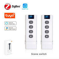 Tuya Smart Life ZigBee สวิตช์ไร้สายสมาร์ทโฮม4แก๊งรีโมทแบบพกพา Tuya Zigbee ฮับต้องใช้