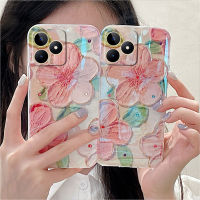 เคสโทรศัพท์ Realme C51 C53 C55 แฟชั่นใหม่เคสลายออกแบบภาพวาดสีน้ำมัน3มิติลายดอกพีชปลอกซิลิโคนกันกระแทกนิ่มเคส OPPO Realme C53 เคสโทรศัพท์น่ารักปก