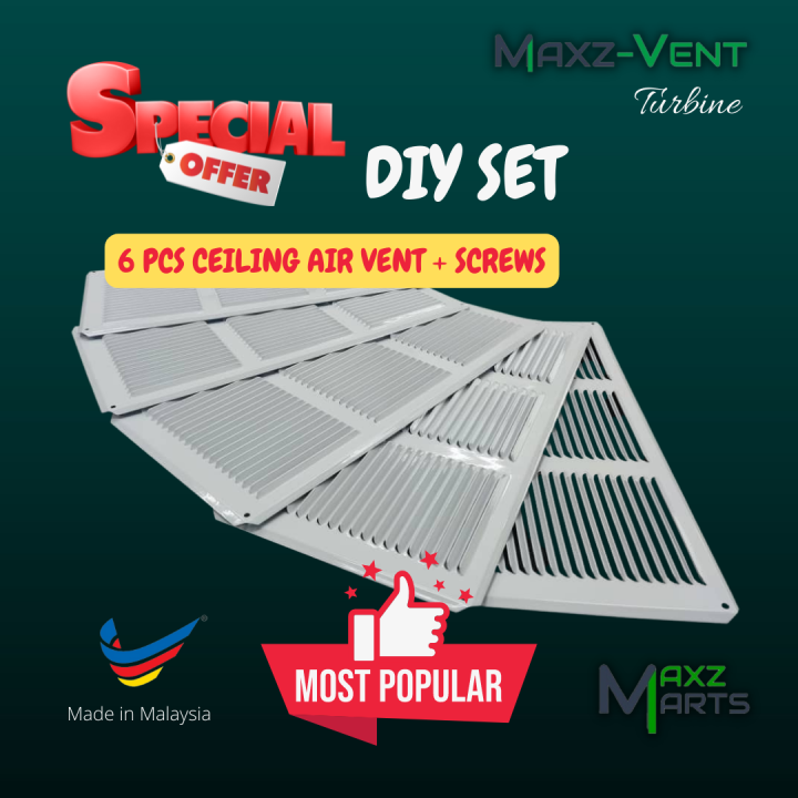 Ceiling Air Vent DIY Set ( 6 pcs Ceiling Vents + 24 Screws) Lazada