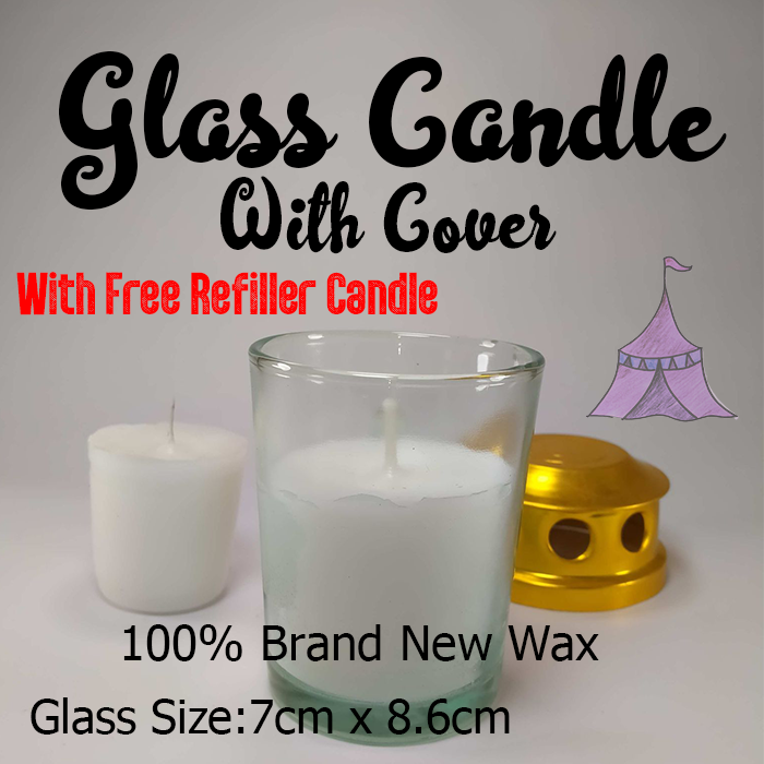 Smokeless Candle Glass Candle Plain Design With COVER Dantes Trove