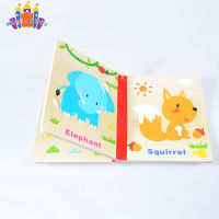 MG【ready stock】Children Cartoon Wooden Book with English Language  3D Puzzle Kids Toys Educational Toy for Child