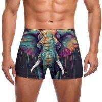 Elephant Swimming Trunks Drippy Art  Cute Stay-in-Shape Print Swim Boxers Plus Size Training Man Swimwear Swimwear