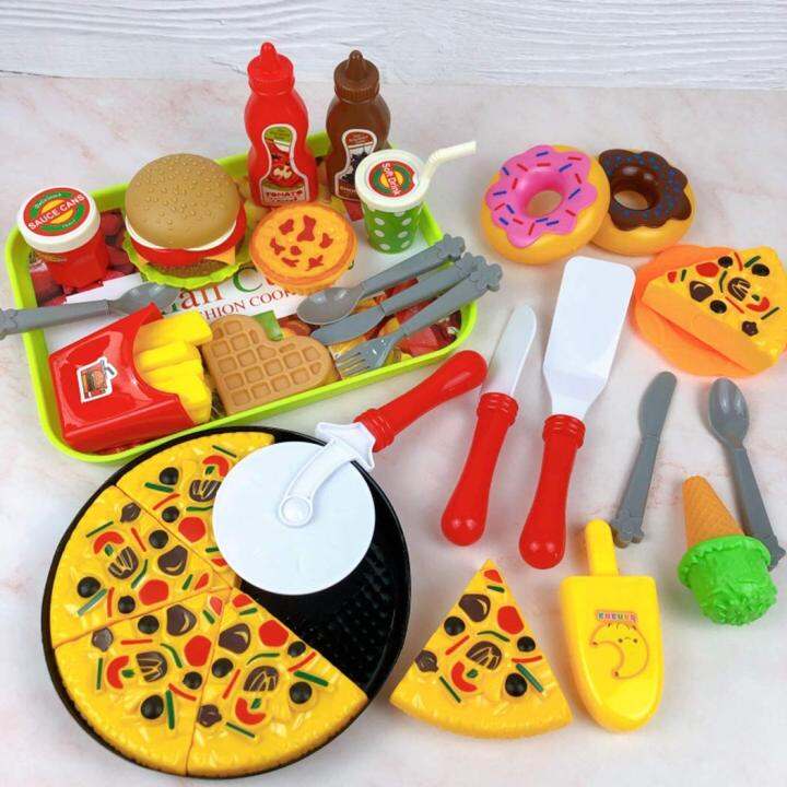 Play Food Set Creative Pizza Hamburger Artificial Food Set Pretend