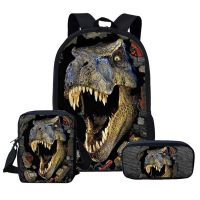 3pcs/Set Kids Boys Girls Schoolbag Backpack Cute Dinosaur 3D Print Student School Bags Animal Teenagers Boys Girls Book Bag