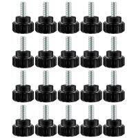 M4 x 10 mm Carbon Steel Threaded Knurled Thumbscrew Screw on Knobs Grips Black Round Clamping Screw, Black