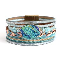 ALLYES Boho Colorful Stone Leather Bracelet for Women Men Vintage Jewelry Charms Multilayer Braided Wide Wrap Bracelets Bangles Charms and Charm Brace