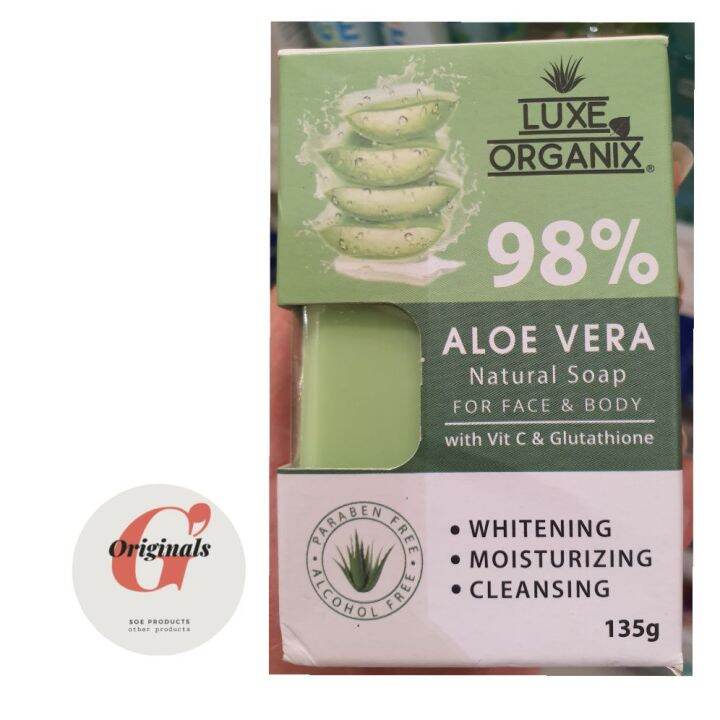 LUXE ORGANIX 98 ALOE VERA NATURAL SOAP WITH VITAMIN C AND GLUTATHIONE