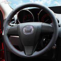 Shining wheat Hand-stitched Black Leather Steering Wheel Cover for 2011-2013 Mazda 3 Mazda CX7 Steering Wheels Accessories