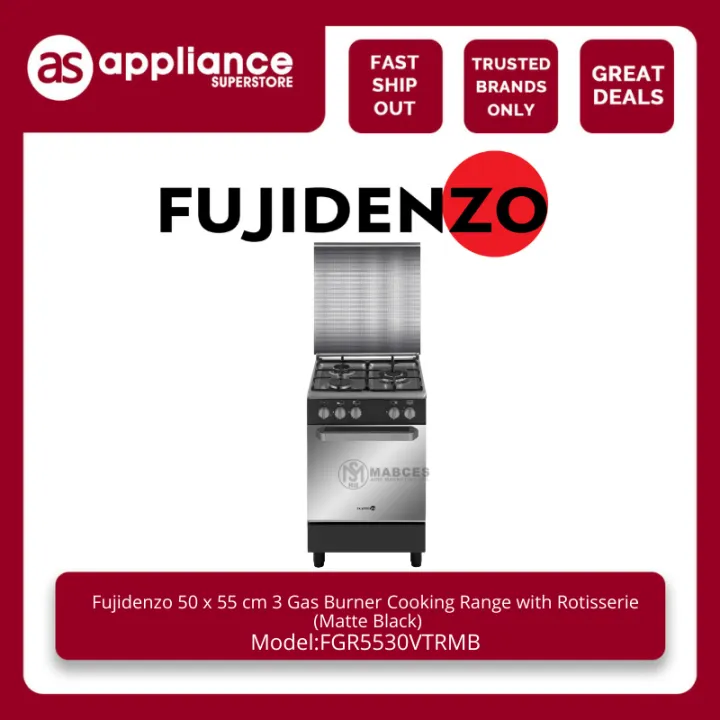 Fujidenzo 50 x 55 cm 3 Gas Burner Cooking Range with Rotisserie