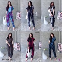 TW15824 Set เสื้อแขนล้ำ+กางเกงขายาวขาจั๊ม