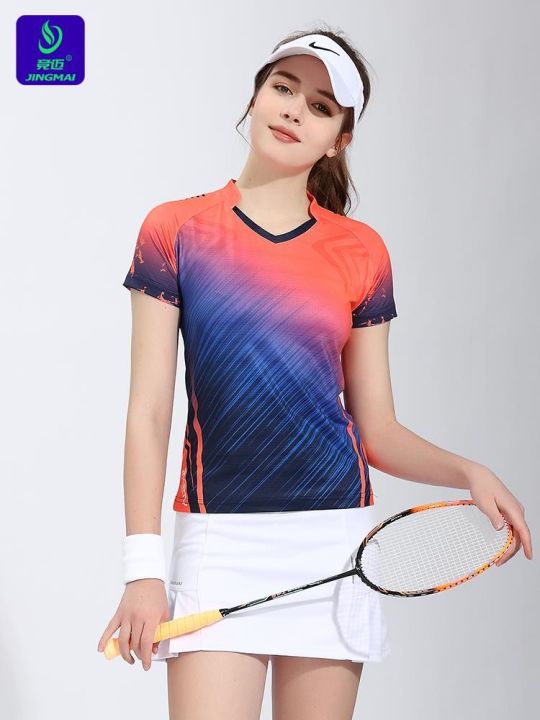 jingmai-เสื้อผ้าเทนนิสแขนสั้นของผู้หญิง-เสื้อผ้ากีฬาชุดกีฬาแบดมินตันแห้งเร็วใหม่ฤดูใบไม้ผลิและฤดูร้อน2023