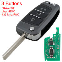 433เมกะเฮิร์ตซ์เปลี่ยน Keyless สมาร์ทพลิกพับกุญแจรถระยะไกล Fob กับ4D60 80Bit ชิป0KA-450เหมาะสำหรับ2016 2017 2018ฮยอนได I30