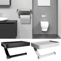 Toilet Paper Holder Aluminum Wall Mounted Toilet Paper Roll Holder WC Decor Storage Shelf Black Bathroom Accessories Toilet Roll Holders