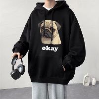 Funny Sad Pet Pug Face Saying Okay Print Hoodie Men Women Loose Pullover Pocket Fleece Warm Hoodies Casual Oversized Sweatshirt Size Xxs-4Xl