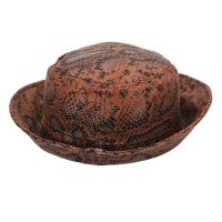 Leather Snake Print Bucket Hat Fisherman Hat Outdoor Travel Hat Unisex Sun Hat Folding