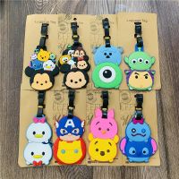 【DT】 hot  Disney TSUM Mickey Minnie Stitch Anime Luggage Tags Cartoon Suitcase Tag Travel Accessories Bag Holder Label Birthday Gift