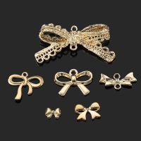 【hot】❦☌⊕  10pcs Gold Plated Bow Knot Charms Necklace Pendants Brooch Hairclip Accessories for Jewelry Making Crafts Supplies