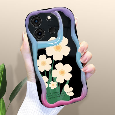 Serpens สำหรับ Tecno Pop 7 Pro Tecno Spark Go 2023เคสโทรศัพท์การ์ตูนดอกไม้ด้วยเนื้อครีมและขอบลอนปกอ่อนป้องกันซิลิโคน