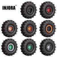 INJORA 1.0 Beadlock Wheel Rims Mud Terrain Tires Set For 1/24 RC Crawler Car Axial SCX24 FMS FCX24 Enduro24 AX24 (W1049-T1007)