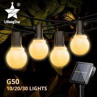 LED Solar Light String G50 Bulb IP65 Waterproof Outdoor Garland Garden Light Suitable for Home Indoor Garden Holiday Lighting