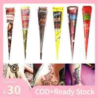 【YinYuan Car Accessories】Natural Indian Mehndi Brown Henna Paste Cone Women Finger Cone Stencil Drawing Temporary For Tattoo Cream Feet Body Makeup B0K6