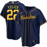 พวกเราลีกมิลวอกีโรงเบียร์เครื่องแบบเบสบอล22 # Christian Yelich Jersey