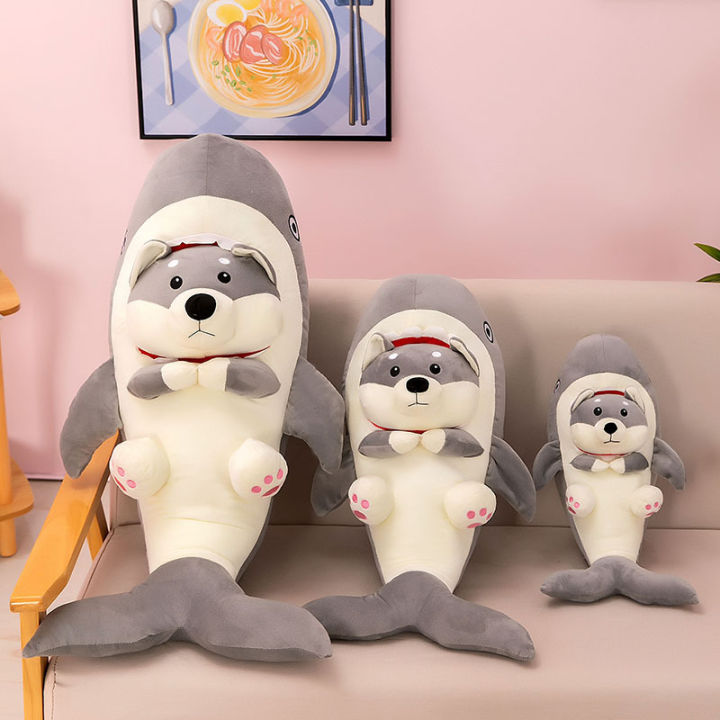 hot-ตุ๊กตาสุนัขฉลามหลอกตุ๊กตาของเล่นตุ๊กตาสุนัขฉลามหมอนบนเตียงของขวัญวันเกิดชายและหญิงขายส่งตลก