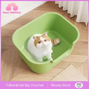 Cat Litter Box Open Top Pet Litter Tray Portable Bedpan Heighten