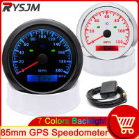 0-200 0-120 MPH 85มม. GPS Speedometer Gauge เสาอากาศ GPS 7สี Backlight พร้อมไฟเลี้ยวเครื่องวัดระยะทาง Speed Meter สำหรับรถเรือ