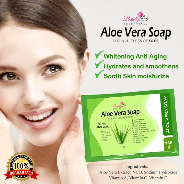 BEAUTY LAB ESSENTIALS ALOE VERA SOAP with Aloe Vera Extract, VCO ...