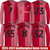 2023-2024 Southampton Home Jersey Long Walcott Tella Prowse Bednarek Football Long Sleeve Tshirts Fan Edition