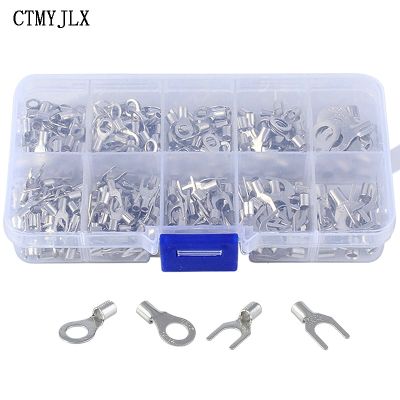 320Pcs/Box Terminal Connector Cold Pressed Assorted DIY Kit OT/UT Crimp Terminals 10 in 1 Copper Nose Wiring Fork Set Electrical Connectors