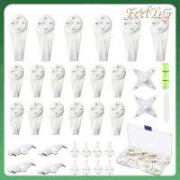 FEELDG 68 Pcs พลาสติกทำจากพลาสติก ชุดแขวนภาพ เล็บสำหรับเล็บ ไม่มีรอย กรอบตะขอแขวน ผนังคอนกรีตผนัง