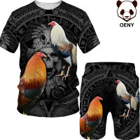 Summer Cool Rooster Camo 3D Printed Man T-shirt Mens Tracksuit T Shirt with Shorts Plus Size TeesSuits Clothes for Men