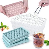 Round Ice Cube Tray Chilling Cocktail Whiskey Tea &amp; Coffee Small Ice Balls Tray Circle Ice Mold Maker with Lid and Bin