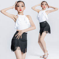 Latin Dance Training เสื้อผ้าสำหรับหญิง Xia Professional Dance Performance เสื้อผ้าสไตล์ใหม่เด็ก Backless สีดำและสีขาว...