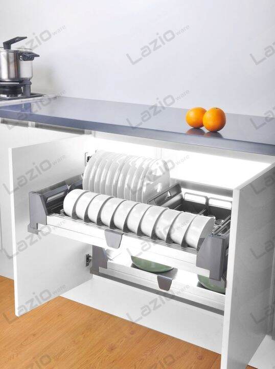 Four Sides Stainless Steel Stoves Drawer Dish Rack Soft Closing Basket