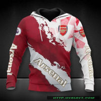 （ALL IN STOCK XZX）  Arsenal Hoodie Premier League 3D All Over Printed Type 6  (Free customized name logo for private chat, can be changed with or without zipper)