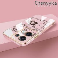 เคส Chenyyyka สำหรับ OPPO Reno 8 Pro 5G Reno8 Reno 7 4G F21 Pro F21s การ์ตูนลายดินสอสีที่เรียบง่าย Shin-Chan เคสโทรศัพท์กันกระแทกคลุมทั้งหมดป้องกันเลนส์กล้อง