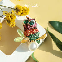 Her Lab Jewelry | เข็มกลัดรูปนกแฟชั่นเพชรน้ำเข็มกลัดนกฮูกเข็มกลัดสองสีเข็มกลัดโลหะผสมจี้ลงยาเข็มกลัดประณีตอารมณ์ที่งดงามย้อนยุคนกสีทองเข็มกลัดคริสตัลหลากสี