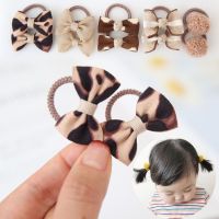 ﹍▲✈ 10Pcs/Lot Cute Leopard Bows Baby Hair Band Flower Lattice Print Girls Hair Rope Mini Pompom Rubber Bands Kids Hair Accessories