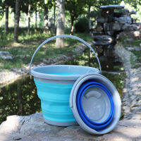 ถังน้ำพลาสติกพับได้ แก้วน้ำพลาสติก  แบบพกพาพับถังซิลิโคนพลาสติก Multifunctional Bucket