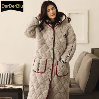 High Quality Flannel Sleepwear Winter Thick Warm Nightgown 3-layer Laminated Cotton Nightwear Female Bathrobe Womens Home Wear