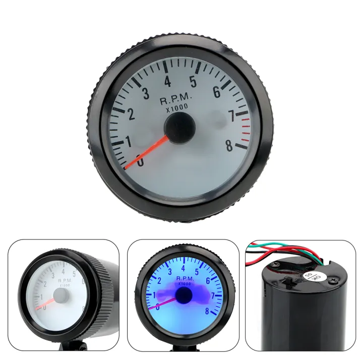 Pointer Tacho Gauge 12V 08000RPM Blue LED Universal Tach Gauge Meter
