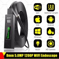 8mm 5.0MP 1200P Wireless WIFI HD Endoscope Camera FlexibleSnake Tube Car Inspection Borescope For IOS iPhone Android Phone PC