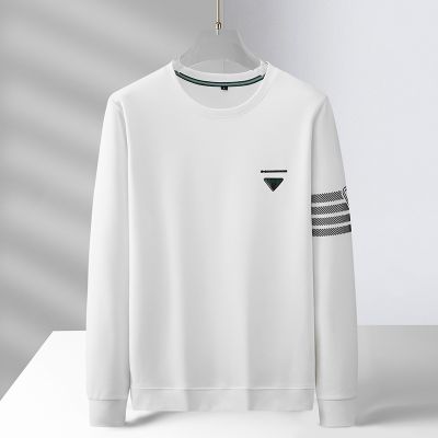 [COD] 2022 new mens white sweater thin section spring and autumn bottoming round neck large size tide