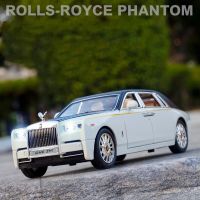 Diecast Toy Model 1:24 Scale Simulation Rolls-Royce Phantom Luxury Car Pull Back Sound &amp; Light Door Openable Collection Gift Kid Die-Cast Vehicles