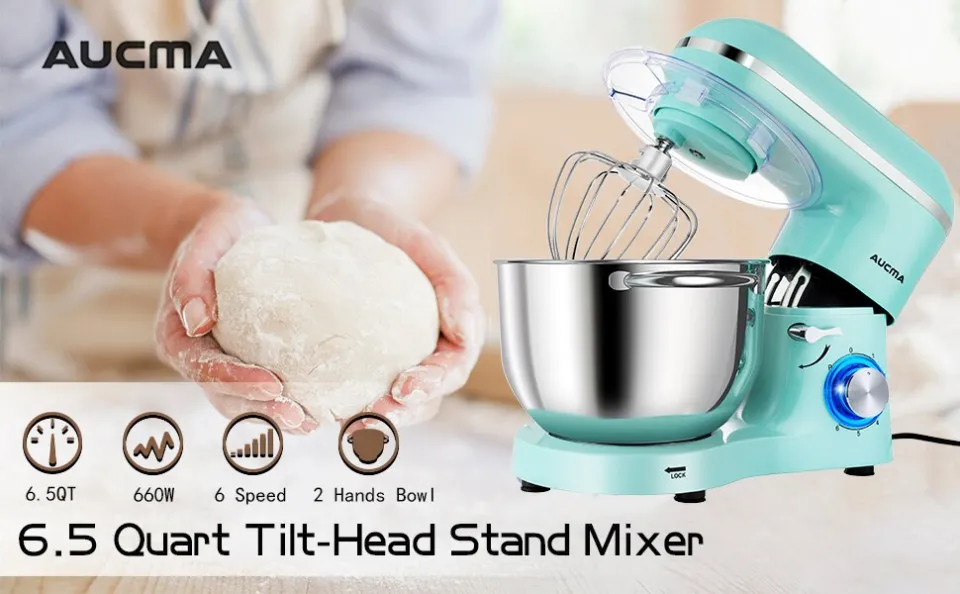 Aucma Stand Mixer 6.5-QT 6-Speed Food Stand Mixer w/ 4 Attachments SM-1518N